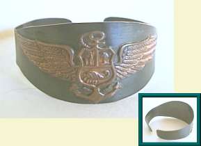 Copper Peruvian Cuff Bracelet With Naval Crest
